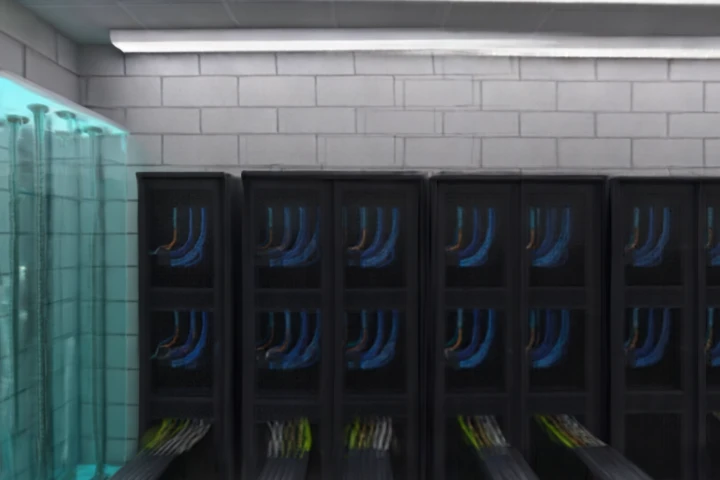 Server building interior with GPU racks