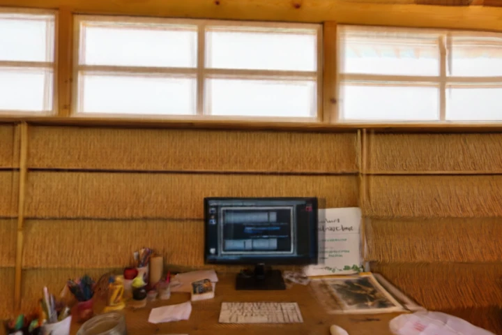 Artist studio interior with AI collaboration